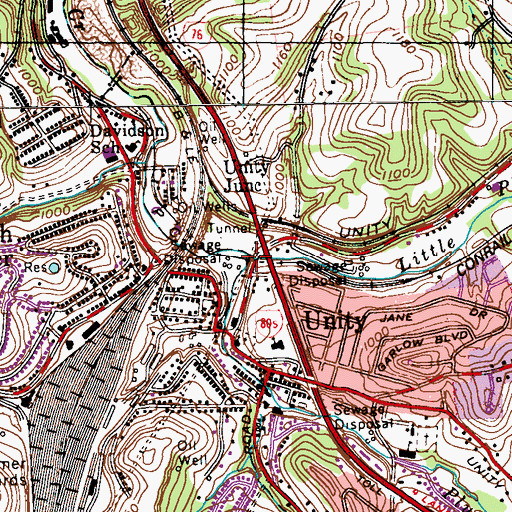 Topographic Map of Little Plum Creek, PA