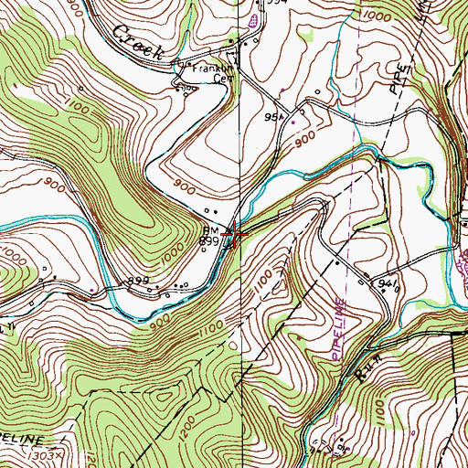 Topographic Map of Little Tenmile Creek, PA