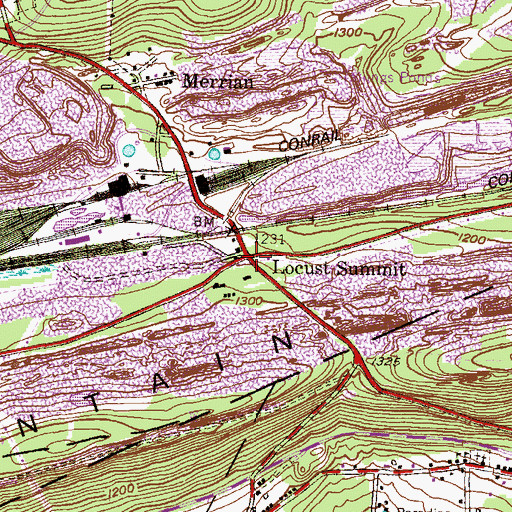 Topographic Map of Locust Summit, PA