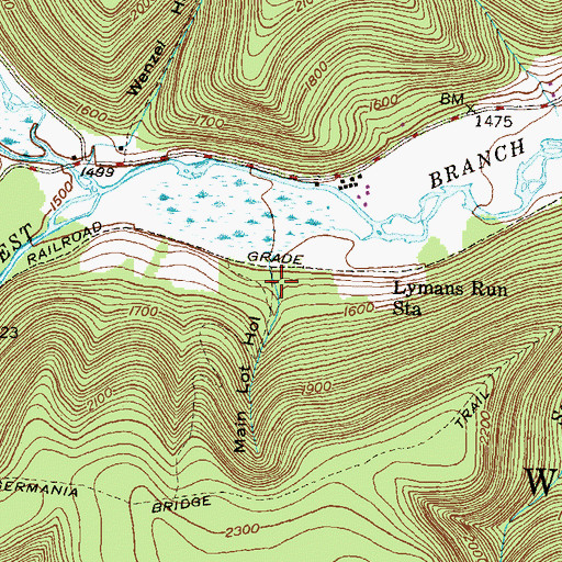 Topographic Map of Main Lot Hollow, PA