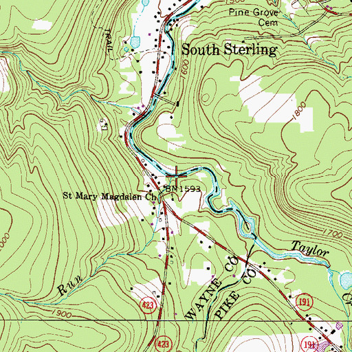 Topographic Map of Manny Run, PA