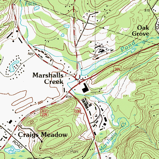 Topographic Map of Marshalls Creek, PA