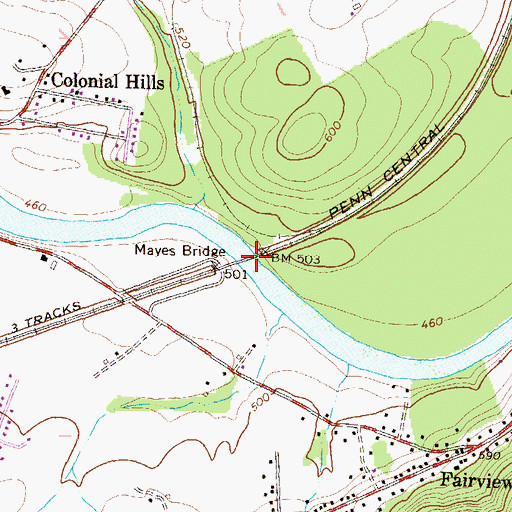 Topographic Map of Mayes Bridge, PA
