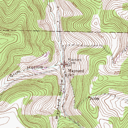 Topographic Map of Maynard Hollow, PA