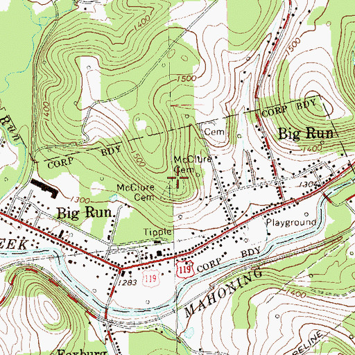 Topographic Map of McClure Cemetery, PA