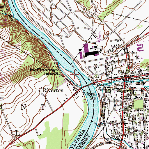 Topographic Map of McElhaneys Island, PA