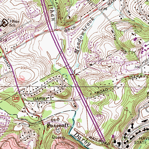 Topographic Map of Meadowbrook Run, PA