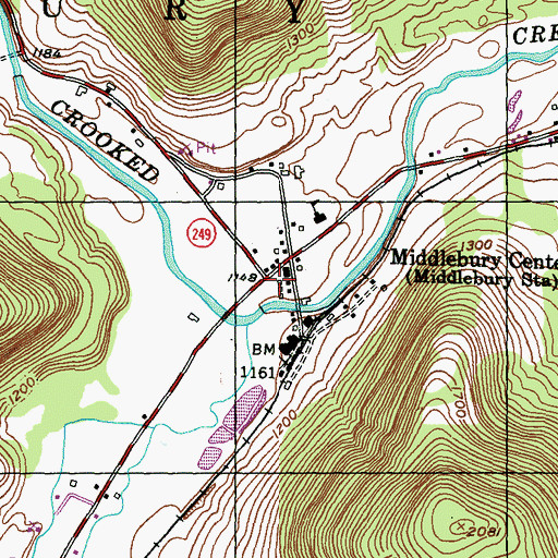 Topographic Map of Middlebury Center, PA