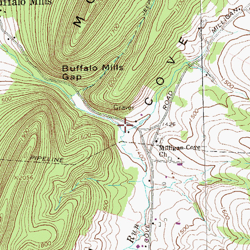 Topographic Map of Milligan Run, PA