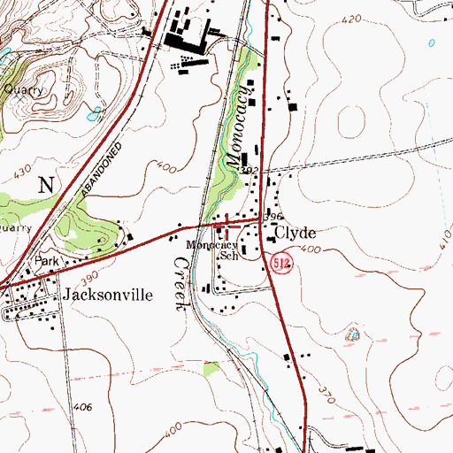 Topographic Map of Monocacy School, PA