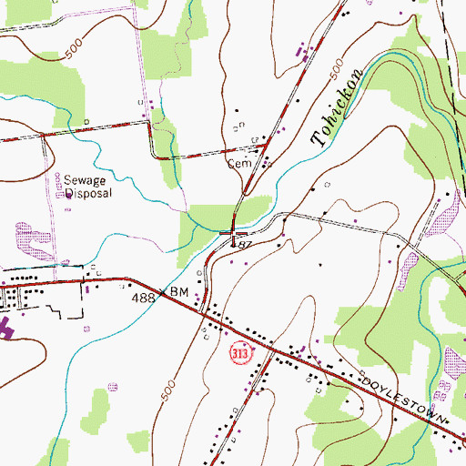 Topographic Map of Morgan Creek, PA