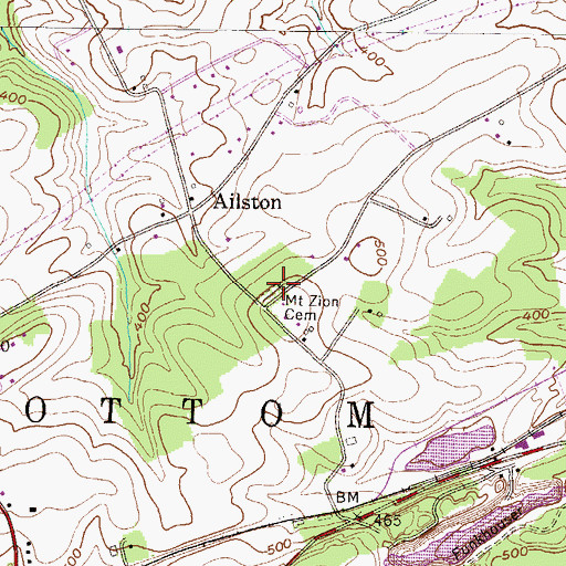 Topographic Map of Mount Zion Cemetery, PA