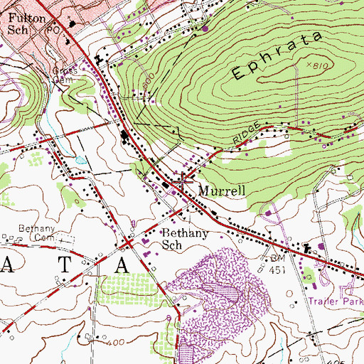 Topographic Map of Murrell, PA