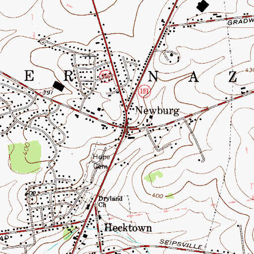 Topographic Map of Newburg, PA
