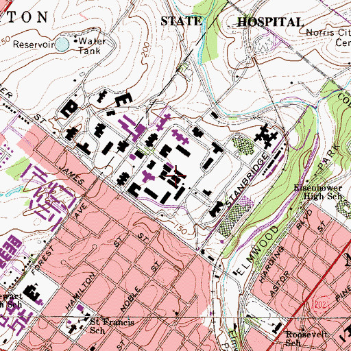 Topographic Map of Norristown State Hospital, PA