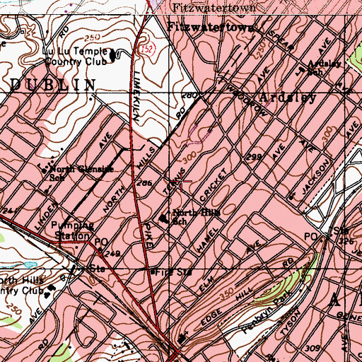 Topographic Map of North Hills School, PA