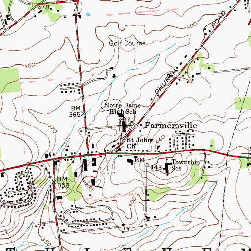 Topographic Map of Notre Dame High School, PA