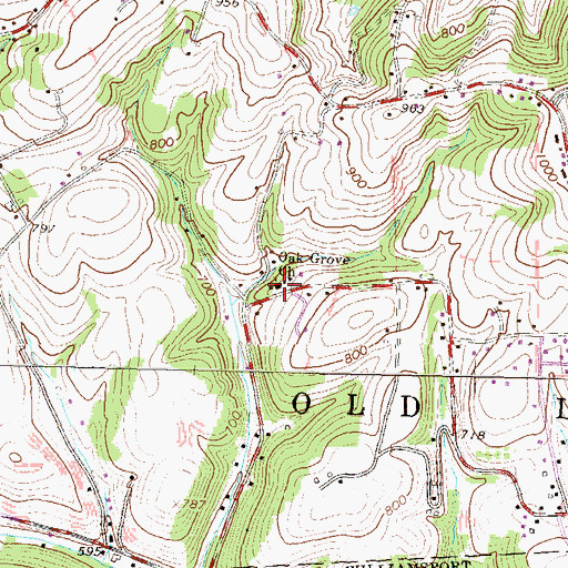 Topographic Map of Oak Grove Church, PA