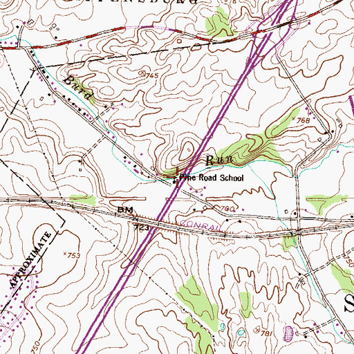 Topographic Map of Pine Road School, PA