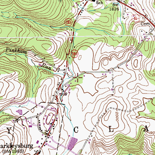 Topographic Map of Pinkham Run, PA