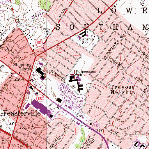 Topographic Map of Poquessing School, PA