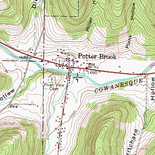 Topographic Map of Potter Brook, PA