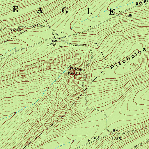Topographic Map of Price Kettle, PA