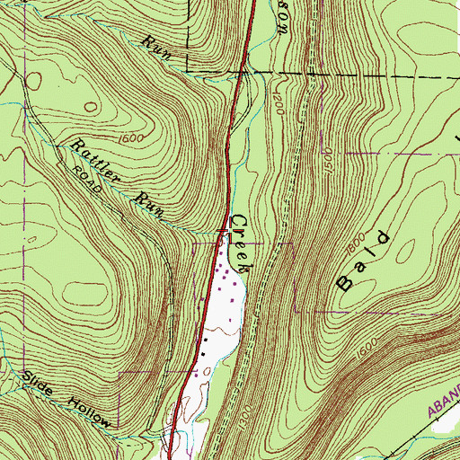 Topographic Map of Rattler Run, PA