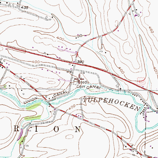 Topographic Map of Reeds Cemetery, PA