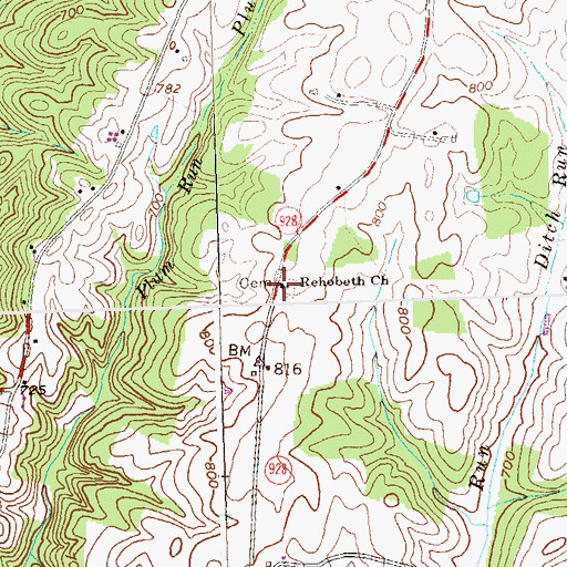 Topographic Map of Rehobeth Church, PA