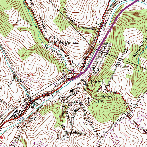 Topographic Map of Reissing Hollow, PA