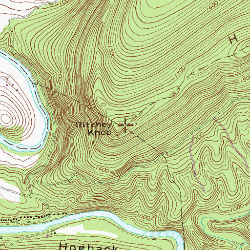 Topographic Map of Ritchey Knob, PA