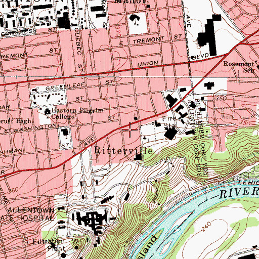 Topographic Map of Ritterville, PA