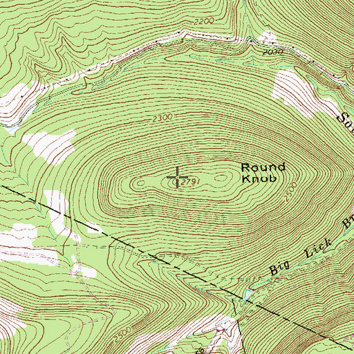 Topographic Map of Round Knob, PA