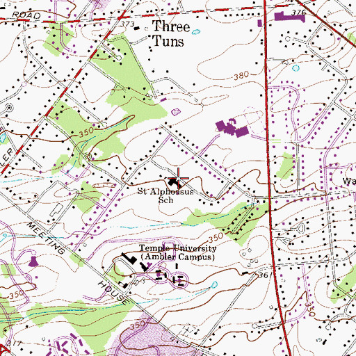 Topographic Map of Saint Alphonsus School, PA
