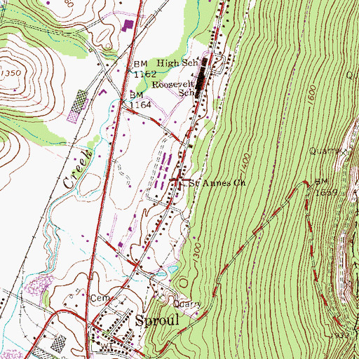 Topographic Map of Saint Annes Church, PA