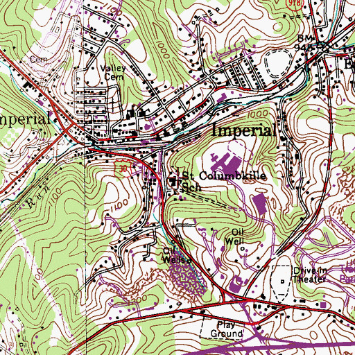 Topographic Map of Saint Columbkille School, PA