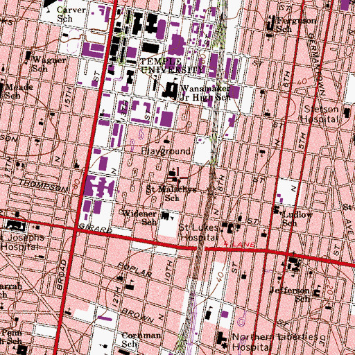 Topographic Map of Saint Malachys School, PA