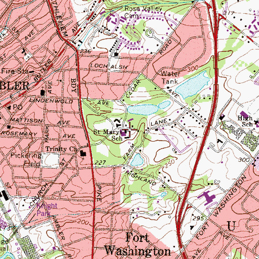 Topographic Map of Saint Marys School, PA