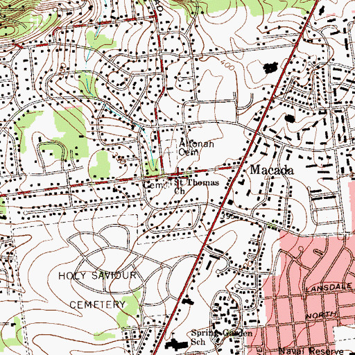 Topographic Map of Saint Thomas Church, PA