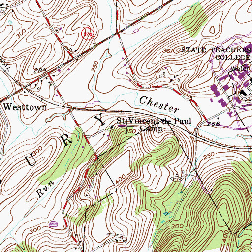 Topographic Map of Saint Vincent De Paul Camp, PA