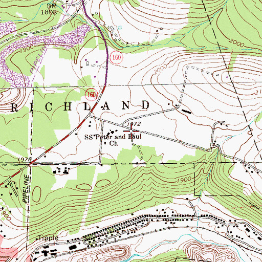 Topographic Map of Saints Peter and Paul Church, PA
