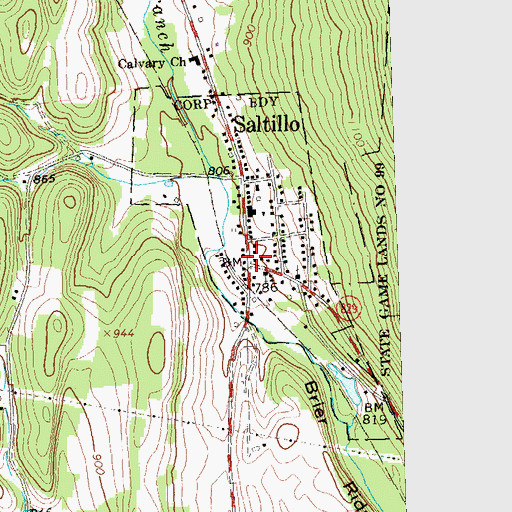Topographic Map of Saltillo, PA
