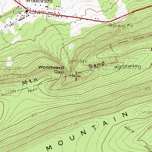 Topographic Map of Sand Hollow, PA