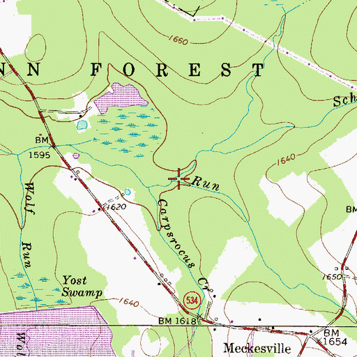 Topographic Map of Schoch Creek, PA