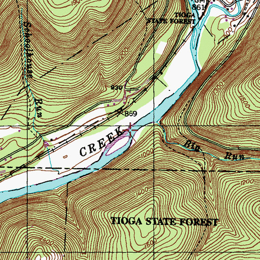 Topographic Map of Schoolhouse Run, PA