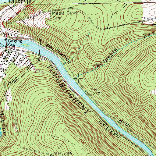 Topographic Map of Sheepskin Run, PA