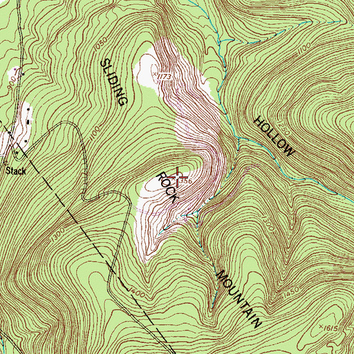 Topographic Map of Sliding Rock Mountain, PA