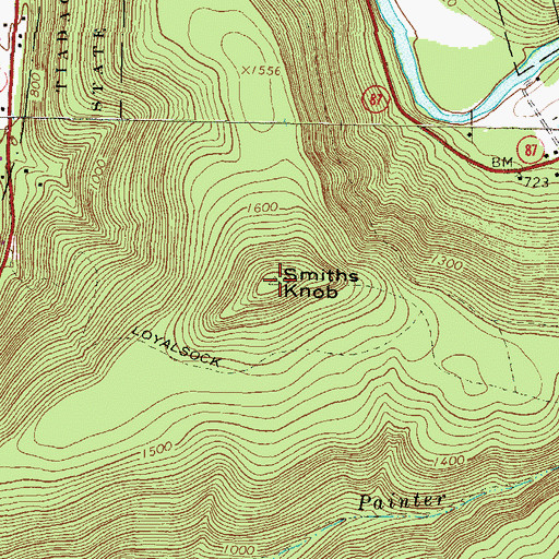 Topographic Map of Smiths Knob, PA