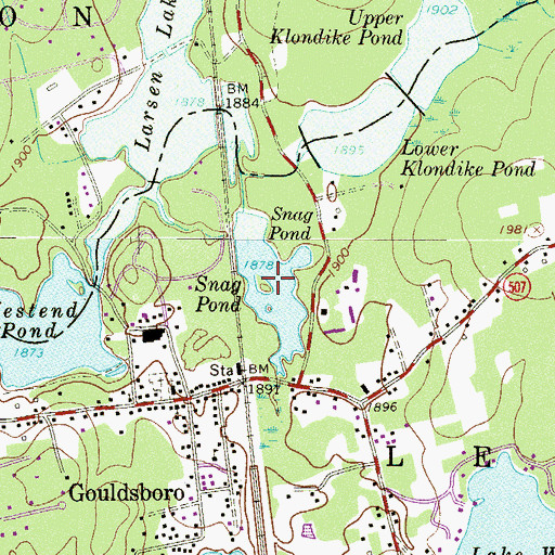 Topographic Map of Snag Pond, PA